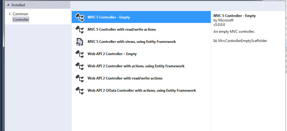 Create New Controller in MVC step2